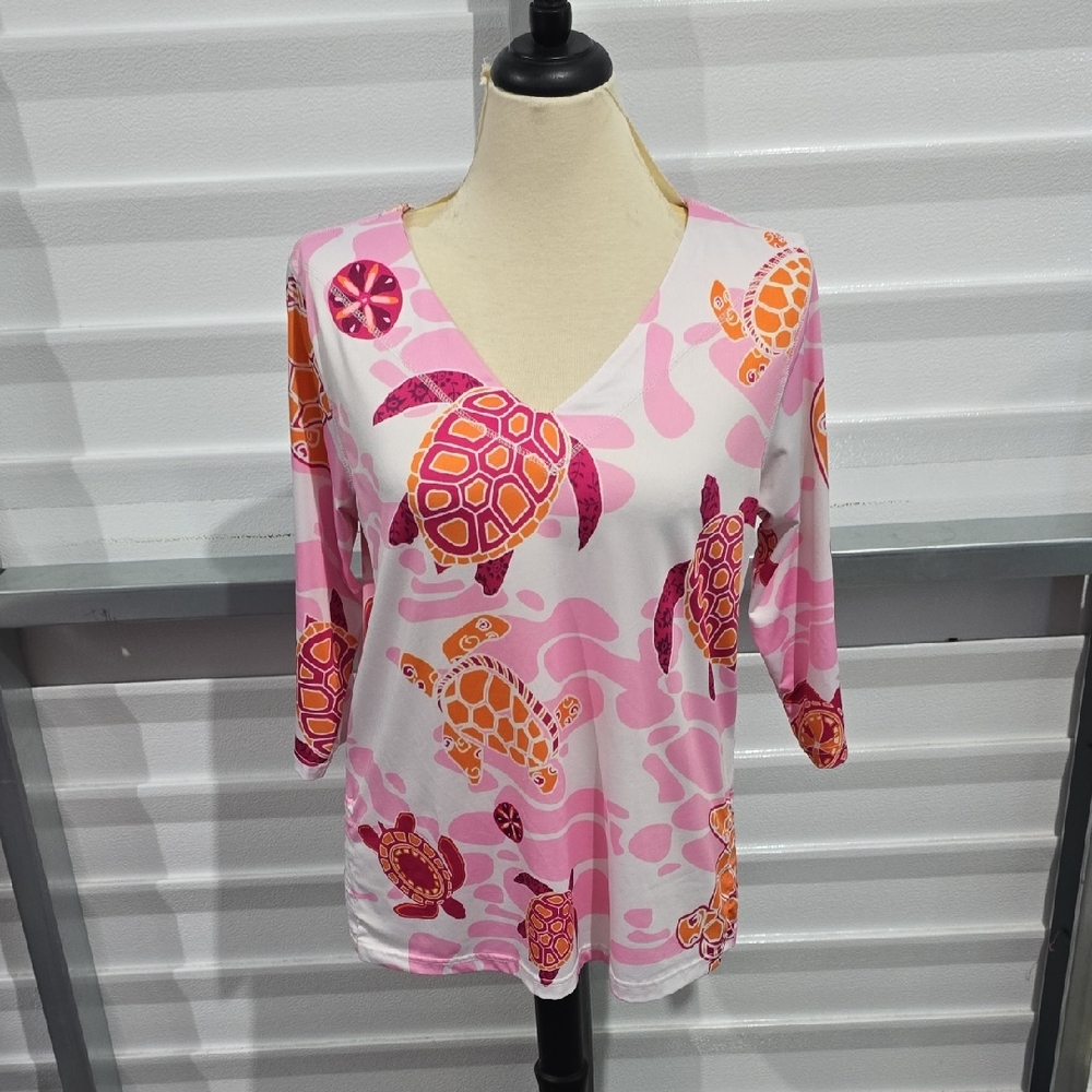 Pink‎ and Orange Turtle Print Women's Top